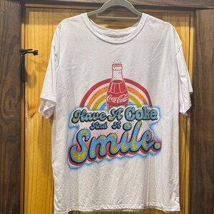 Coca-Cola White Tee with Rainbow Design